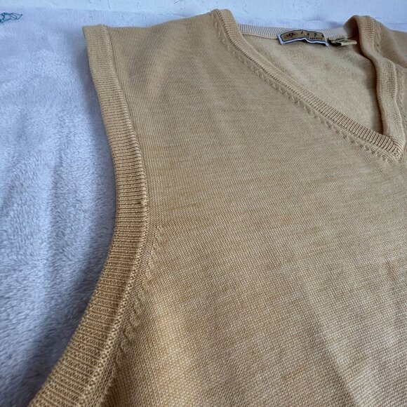 Joey Rodolfo Mens Merino Wool Knit V-Neck Sweater Vest XL Beige Pullover Casual - Picture 9 of 10